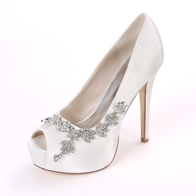Mujer Zapatos de boda Tacones De Boda Zapatos de novia Pedrería Tacón de  Aguja Punta abierta Boda Satén Mocasín Color sólido Blanco Negro Morado  8711311 2022 – $76.69