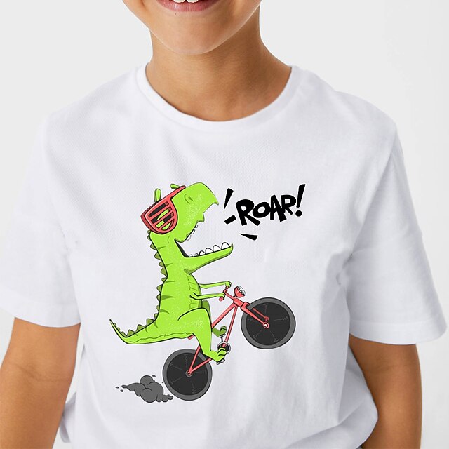 Baby & Kids Boys Clothing | Kids Boys T shirt Tee Short Sleeve White Black Dinosaur Cartoon Graphic Dinosaur Letter Cotton Daily