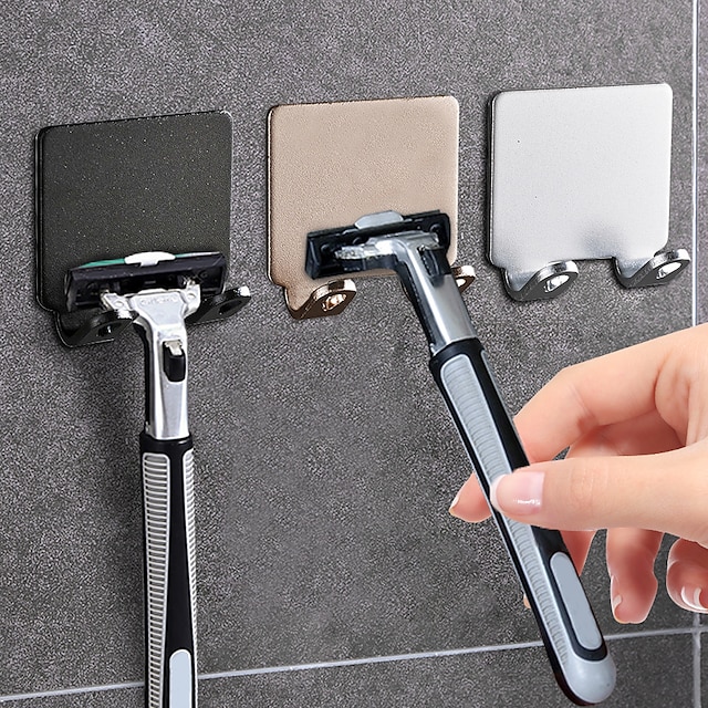  suporte de navalha sem perfuração gancho de armazenamento de parede masculino barbeador prateleira de banheiro rack de barbear acessórios de banheiro de parede