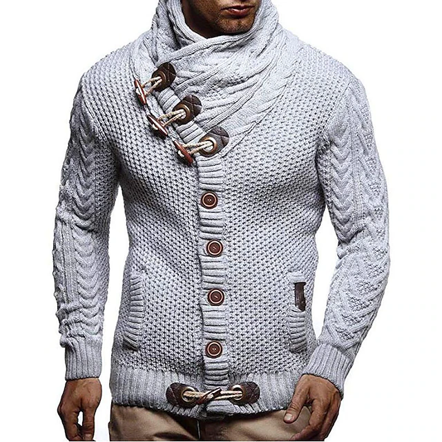 Men's Sweater Pullover Sweater Jumper Turtleneck Sweater Cable Knit ...