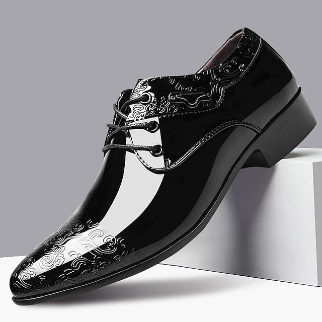  Bărbați Oxfords Pantofi Derby Pantofi formali Pantofi rochie Pantofi din piele lacuita Afacere Englezesc Birou și carieră Petrecere și seară Cauciuc Imitație Piele Dantelat Negru Vară Primăvară