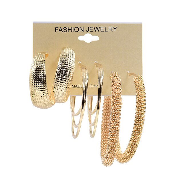  earrings set female golden personalized earrings 3 pairs of simple earrings