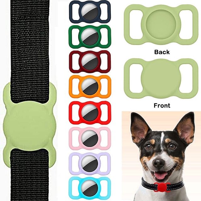 Protective Case Compatible for Apple Airtag Dog Cat Collar Finder Cover Accessories Soft Silicone Protective Case GPS Tracker Anti Scratch Pet Loop Holder 
