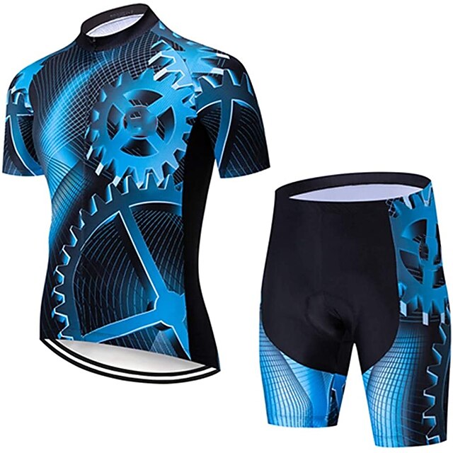 Men's Cycling Jersey with Shorts Short Sleeve Mountain Bike MTB Road Bike Cycling Black Red Royal Blue Gear Bike Clothing Suit 3D Pad Breathable Quick Dry Reflective Strips Back Pocket Polyester 21