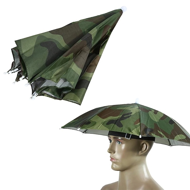  chapeau de parapluie de pêche chapeaux pliants réglables pour la pêche, la plage, le camping, la fête, le jardinage (camouflage)