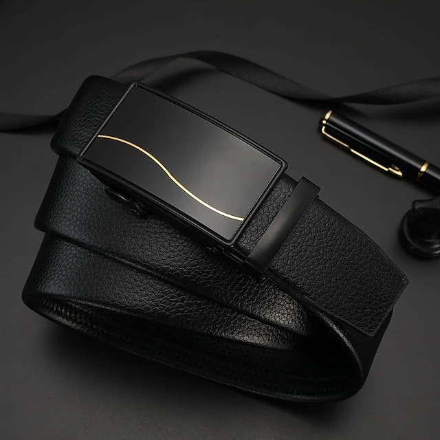 Men's Faux Leather Belt Ratchet Belt Black Red Faux Leather leatherette Fashion Party Work Solid Color Office / Career Daily Wear 5