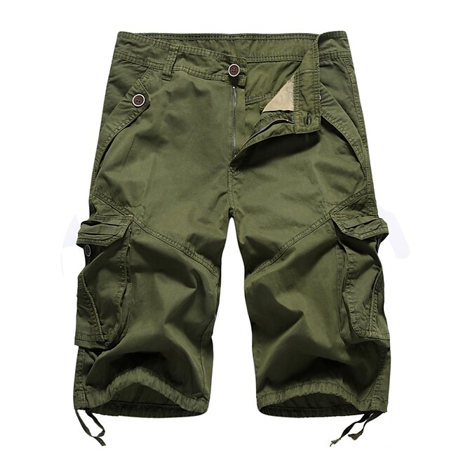 Mens Clothing Mens Bottoms | Mens Cargo Athleisure Chinos Tactical Cargo Multiple Pockets Knee Length Pants Casual Daily Inelast