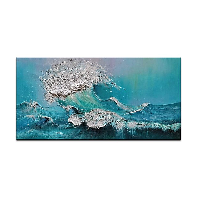 Home & Garden Wall Art | Oil Painting Handmade Hand Painted Wall Art Modern Abstract Landscape Blue Sea Ocean Waves Home Decorat