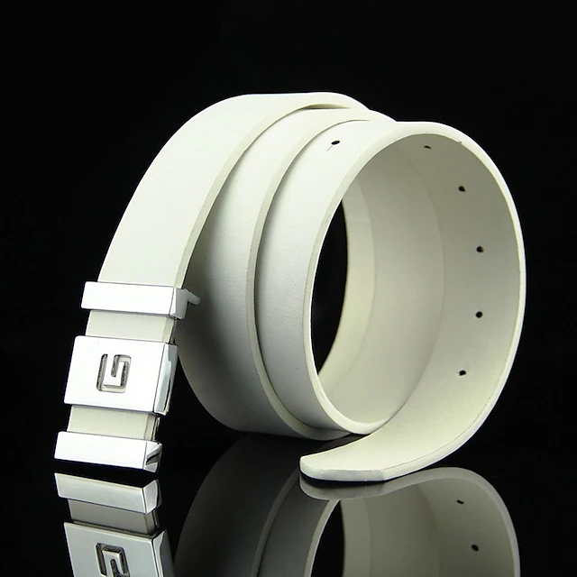 Men's Faux Leather Belt Casual Belt Black Blue Faux Leather leatherette Fashion Party Work Solid Color Office / Career Daily Wear 7