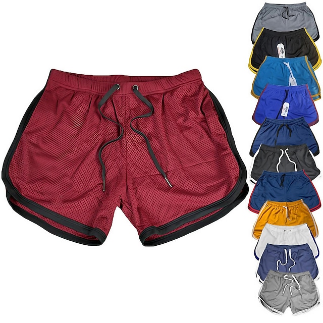  Men's Athletic Shorts 3 inch Shorts Short Shorts Running Shorts Gym Shorts Drawstring Elastic Waist Solid Color Print Breathable Quick Dry Short Sports Fitness Running Sporty Casual / Sporty 1 2
