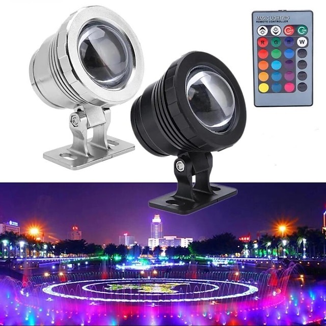  LED Pond Pool Lights Underwater Fountain Spotlights Remote Control RGB Waterproof Color Changing 12V LED Beads for Landscape