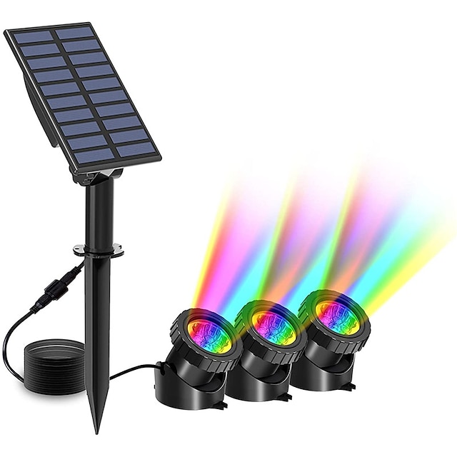  Submersible Light Outdoor Solar Powered Underwater Light Multi Color Submersible Pond Spotlights Waterproof Landscape Lamp for Outdoor Garden Pool Pond Decoration Lighting