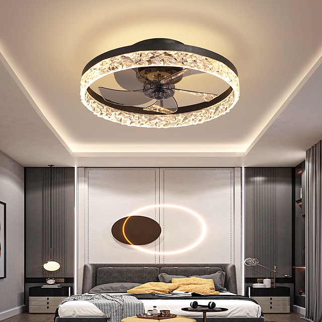  светодиодный потолочный вентилятор свет черный белый кофе золото 50 см потолочный вентилятор с регулируемой яркостью алюминий современный стиль классический стильный окрашенный свет светодиодный