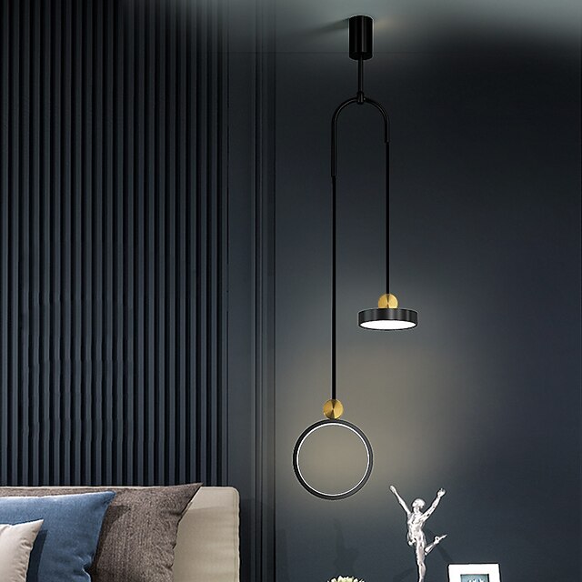  lampada a sospensione a led moderna oro nero lampada da comodino 20 cm lanterna desgin lampada a sospensione metallo finiture verniciate moderna 220-240v 110-120v