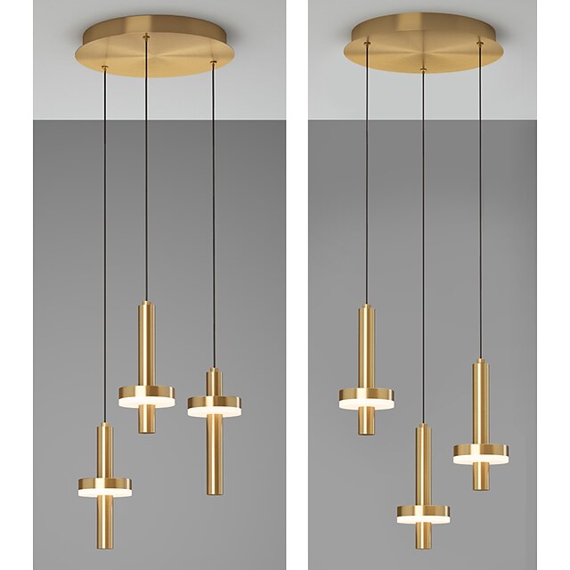 Lights & Lighting Pendant Lights | LED Pendant Light Gold Kitchen Island Light 1 Head 3 Heads Wood Brass LED Nordic Style 220-24