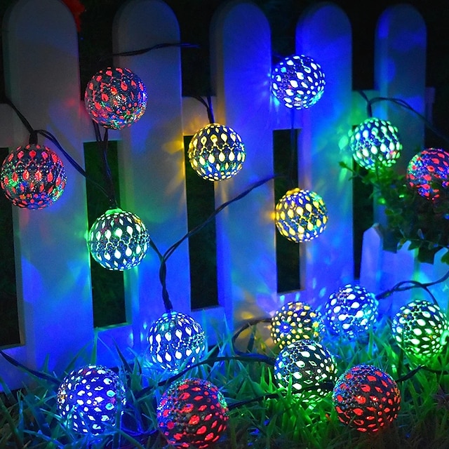 Solar Moroccan String Lights LED Globe Fairy Lights Outdoor Waterproof ...