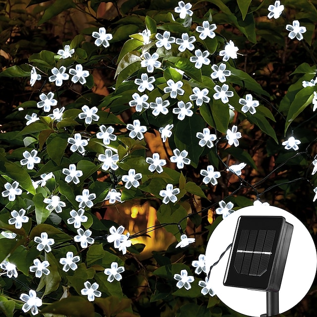  Zewnętrzne łańcuchy świetlne na energię słoneczną 2 szt. 1 szt. 8 modeli kwiat wiśni 6.5m 30 ledowe łańcuchowe światło słoneczne do dekoracji przydomowego ogrodu 5m 20 diod led wodoodporne lampki