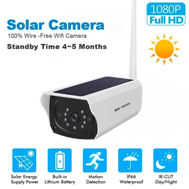  Solar cameras WiFi Security IP Outdoor 1080P HD Charging Battery Wireless Security Cameras PIR Motion Detection Bullet Surveillance CCTV