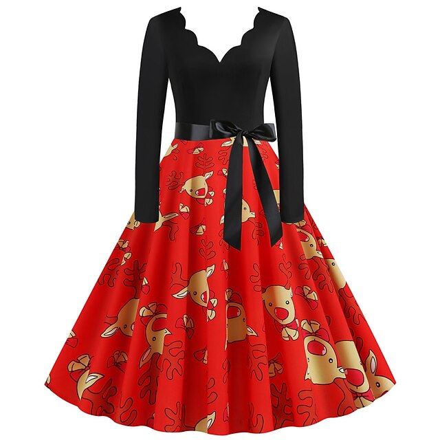 Toys & Hobbies Cosplay & Costumes | Santa Suit Audrey Hepburn Dress Swing Dress Adults Womens Vintage Christmas Christmas New Ye