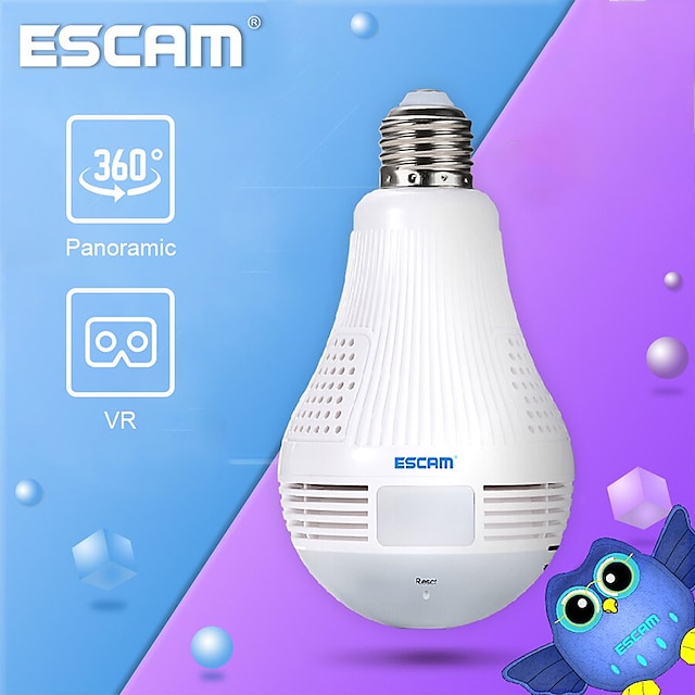  Escam QP136 HD 1080P 2MP E27 power WIFI IP Cameras 360 Degree Panoramic H.264 Infrared Indoor Motion Detection Security cameras