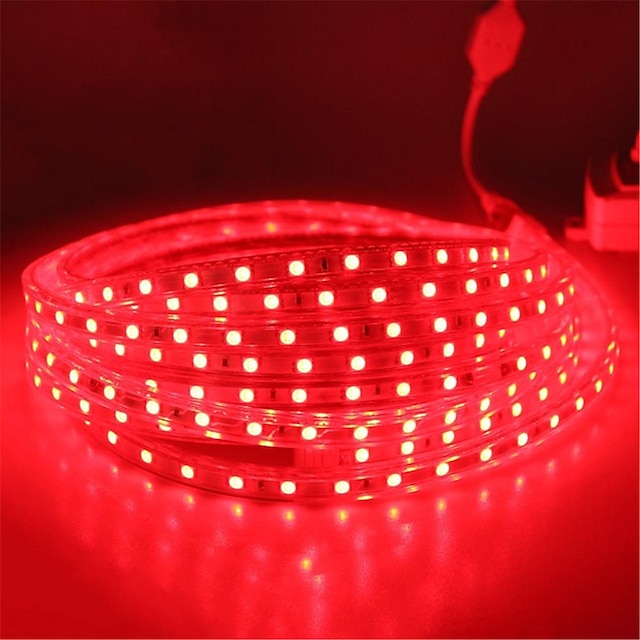  fleksibelt reb led strip lys 220v-240v 5050 vandtæt høj sikkerhed høj lysstyrke varm hvid blå rød grøn udendørs eu stik