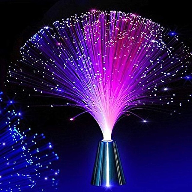  mångfärgad led fiberoptisk lampa ljus inredning mittpunkt semester bröllop lampa led natt ljus lampa