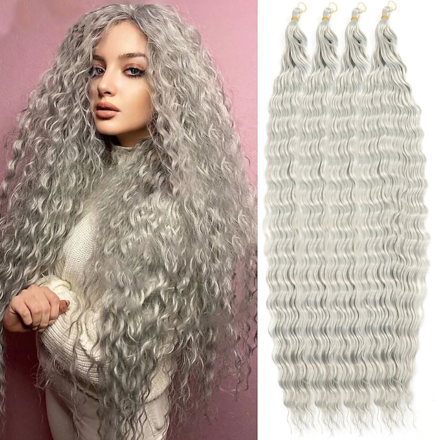  30インチの深波ツイストかぎ針編みの髪アフロカールオンブル編組ヘアエクステンション付き天然人工編組髪女性用