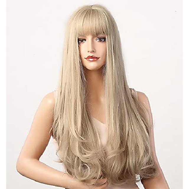 lemeiz ash blonde wigs with fringe blond wig synthetic hair light blonde  wavy wigs long wig natural looking daily glueless wig 22 inch lemeiz-161  8699245 2023 – $