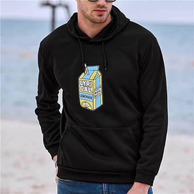 Mens Clothing Mens Hoodies & Sweatshirts | Mens Unisex Plus Size Pullover Hoodie Sweatshirt Lemon Hooded Sport Outdoor Hot Stamp