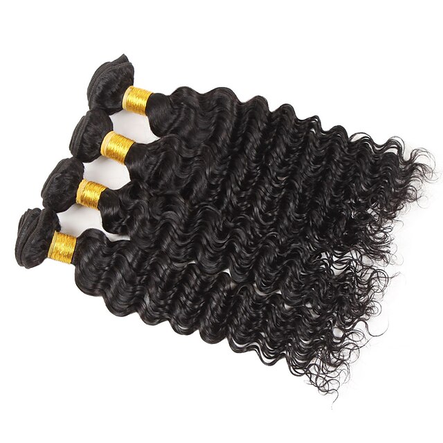 

Ishow 4 Bundles Human Hair Weaves 8A Peru Real Fake Hair Curtain Pure Human Woven Female Exclusive Style 100% Real Wig Deep Wave 4 Combination Outfit