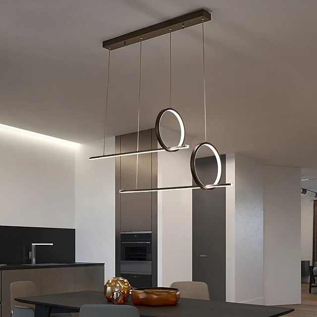 Lights & Lighting Pendant Lights | LED Pendant Light Kitchen Island Light Black Gold 110 cm Cluster Design Line Design Geometric