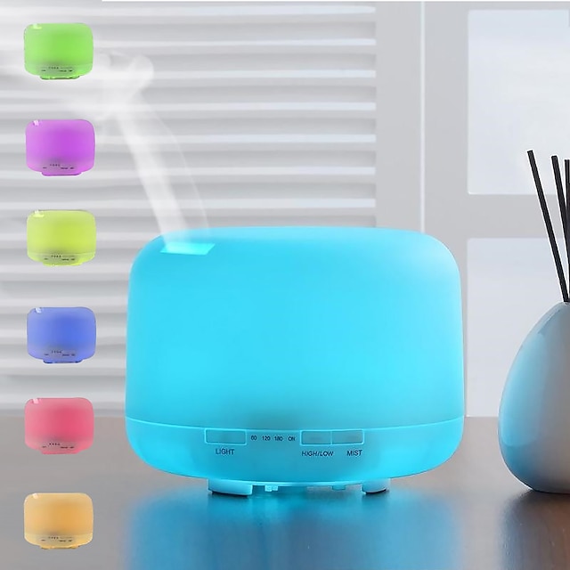  500ml Air Humidifier Essential Oil Diffuser with Lights Electric Aromatherapy Aroma Diffuser with Remote Control for Summer Cooling