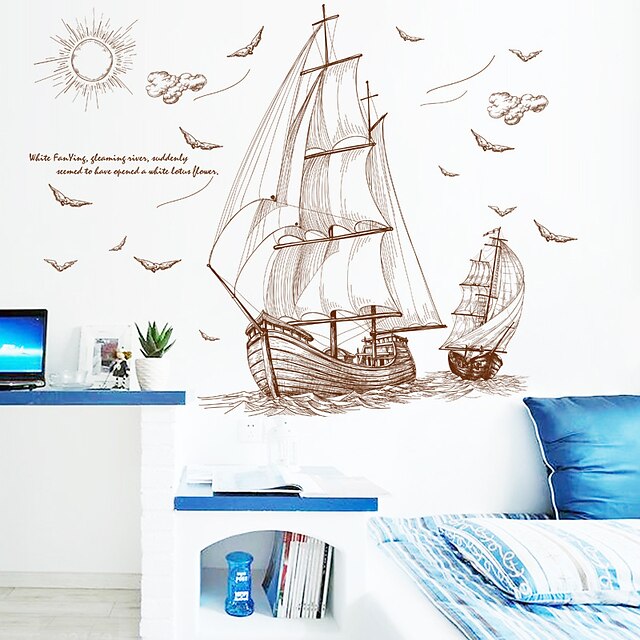 Home & Garden Home Decor | sailing boat wall stickers living room tv background wall decoration bedroom childrens room wall wall