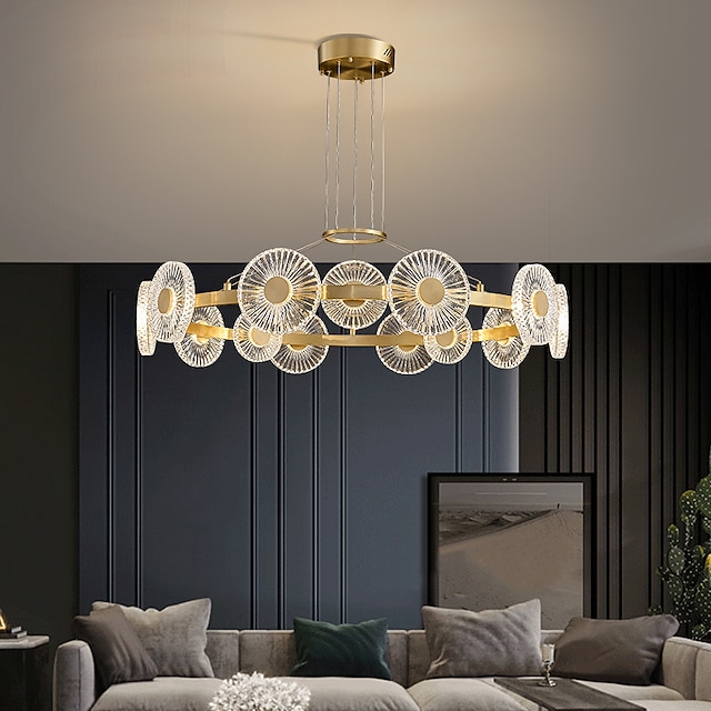 אור תליון led יוקרה מודרנית עיצוב מעגל זהב ספוטניק עיצוב נברשת נחושת סגנון מודרני פליז ספוטניק 9 12 15 ראשים 220-240 v 110-120 v