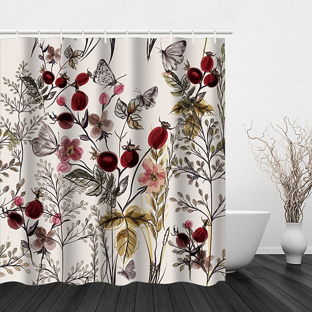 Flower and Plant Animal Pattern Hook Shower Curtain Modern Polyester Waterproof Digital Printing Shower Curtain 70 Inch