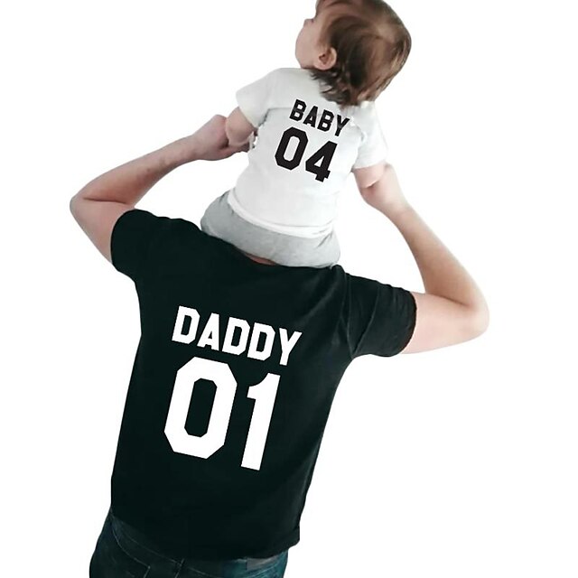 Baby & Kids Matching Outfits | Family Look T shirt Tops Letter Daily Print Red Short Sleeve Basic Matching Outfits - PQ18307