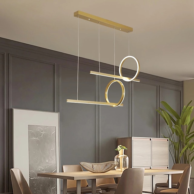 Lights & Lighting Pendant Lights | LED Pendant Light Kitchen Island Light Black Gold 110 cm Cluster Design Line Design Geometric