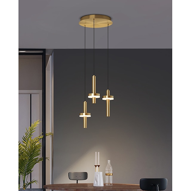 Lights & Lighting Pendant Lights | LED Pendant Light Gold Kitchen Island Light 1 Head 3 Heads Wood Brass LED Nordic Style 220-24