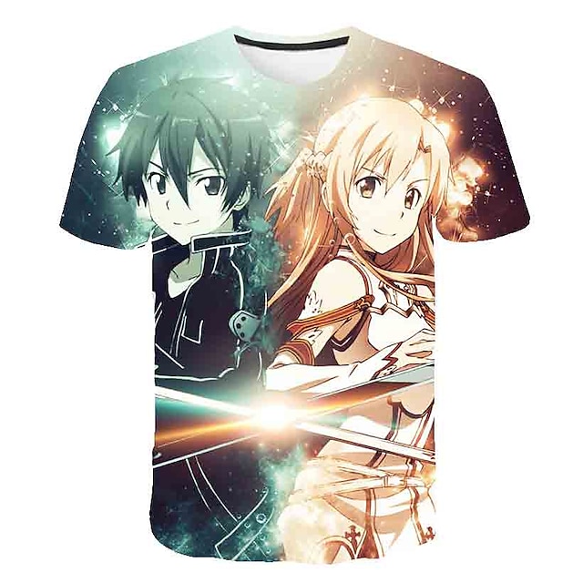 Toys & Hobbies Cosplay & Costumes | Inspired by SAO Swords Art Online Anime Cartoon 100% Polyester 3D 3D Harajuku Graphic T shir