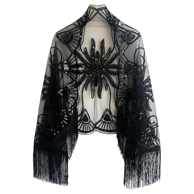  Årgang 1920'erne Den store Gatsby Festkostume Maskerade Sjaler Den store Gatsby Bryllupsgæst Pailletter Kvast Pailletter Kvast Udklædning Dame Bryllup Fest Bryllupsgæst Voksne Sjal Forår sommer