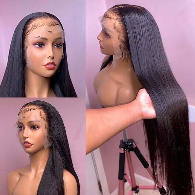 Beauty & Hair Wigs & Hair Pieces | Remy Human Hair 13x4 Lace Front Wig Middle Part Brazilian Hair Natural Straight Natural Wig 1