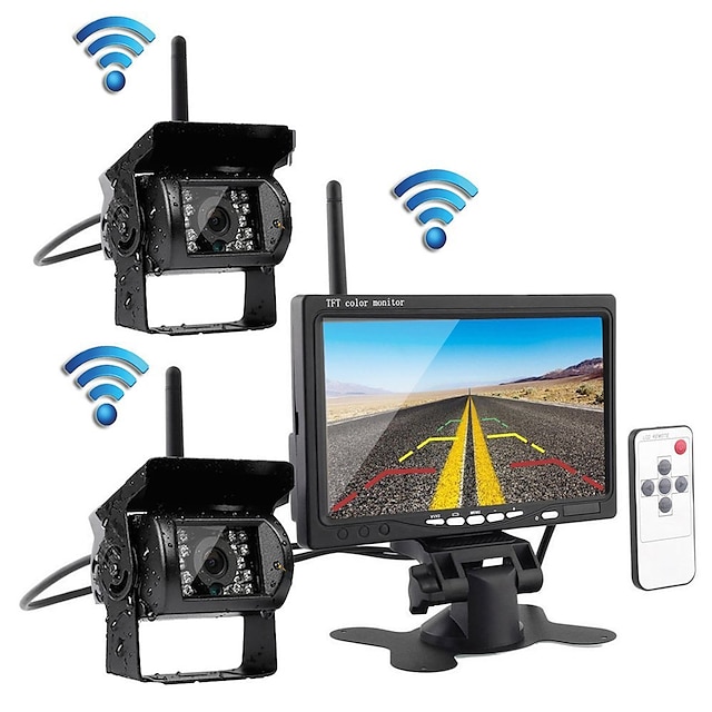  PZ607-W-2A LCD Digital Screen Wireless Car Reversing Monitor / Reversing Radar Kit Waterproof / 360° monitoring for Car
