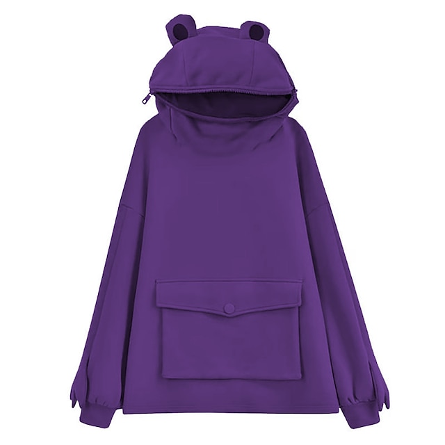 women cute frog eyes hoodies long sleeve oversized tunic top with large ...