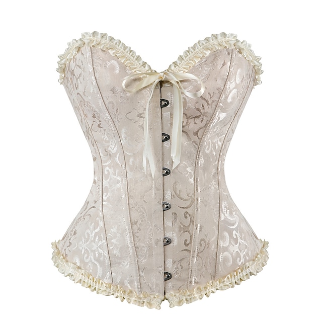  Rococo Corset Overbust Bal Masqué Corset Serre Taille Cosplay Contrôle du ventre Faire monter Jacquard Jacquard Déguisement Femmes Royal Mascarade Soirée Carnaval de Venise Adulte Corset