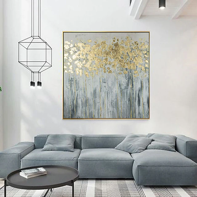 Oil Painting Handmade Hand Painted Wall Art Modern Gold Foil Tree Abstract Home Decoration Decor Rolled Canvas No Frame Unstretched 11
