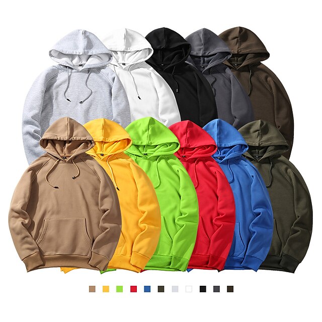  Men's Hoodie Hoodie Sweatshirt Casual Long Sleeve Thermal Warm Breathable Moisture Wicking Fitness Gym Workout Running Sportswear Activewear Solid Colored Light Yellow Red black Navy
