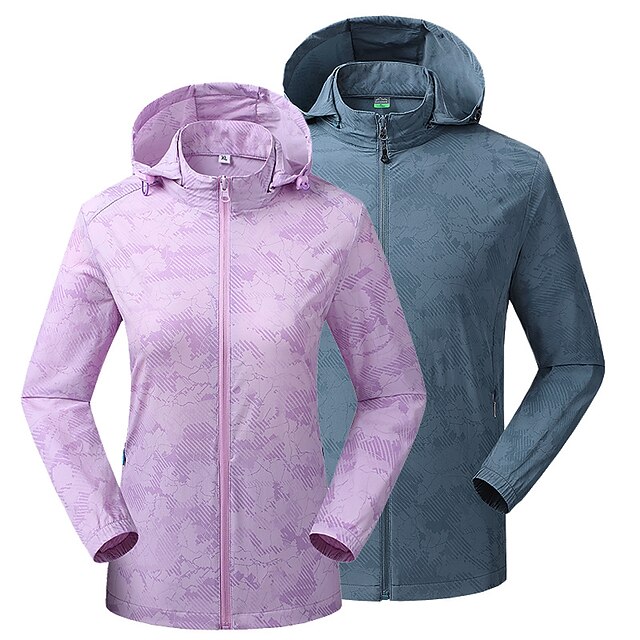

Women's Hiking Windbreaker Hoodie Jacket Hiking Skin Jacket Summer Outdoor Camo UV Sun Protection Windproof Quick Dry Lightweight Outerwear Coat Top Hunting Fishing Climbing Female light powder