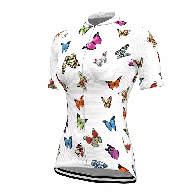  21Grams® Women's Short Sleeve Cycling Jersey White Butterfly Funny Bike Jersey Top Mountain Bike MTB Road Bike Cycling Spandex Polyester Breathable Quick Dry Moisture Wicking Sports Clothing Apparel