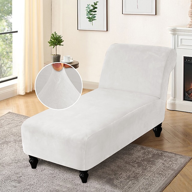  Funda de terciopelo elástico para chaise lounge, funda para silla, elástica, negra, para dormitorio, sala de estar, suave, duradera, lavable