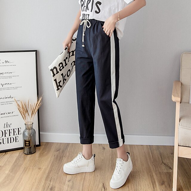 Womens Clothing Womens Bottoms | Womens Basic Essential Casual / Sporty Chinos Slacks Pocket Elastic Drawstring Design Ankle-Len